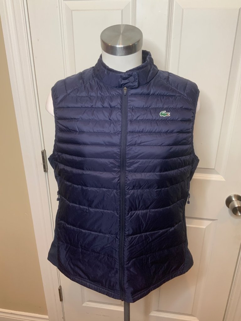 Lacoste Sport Navy Blue Zip-Up Puffer Vest Nwt, Size 12